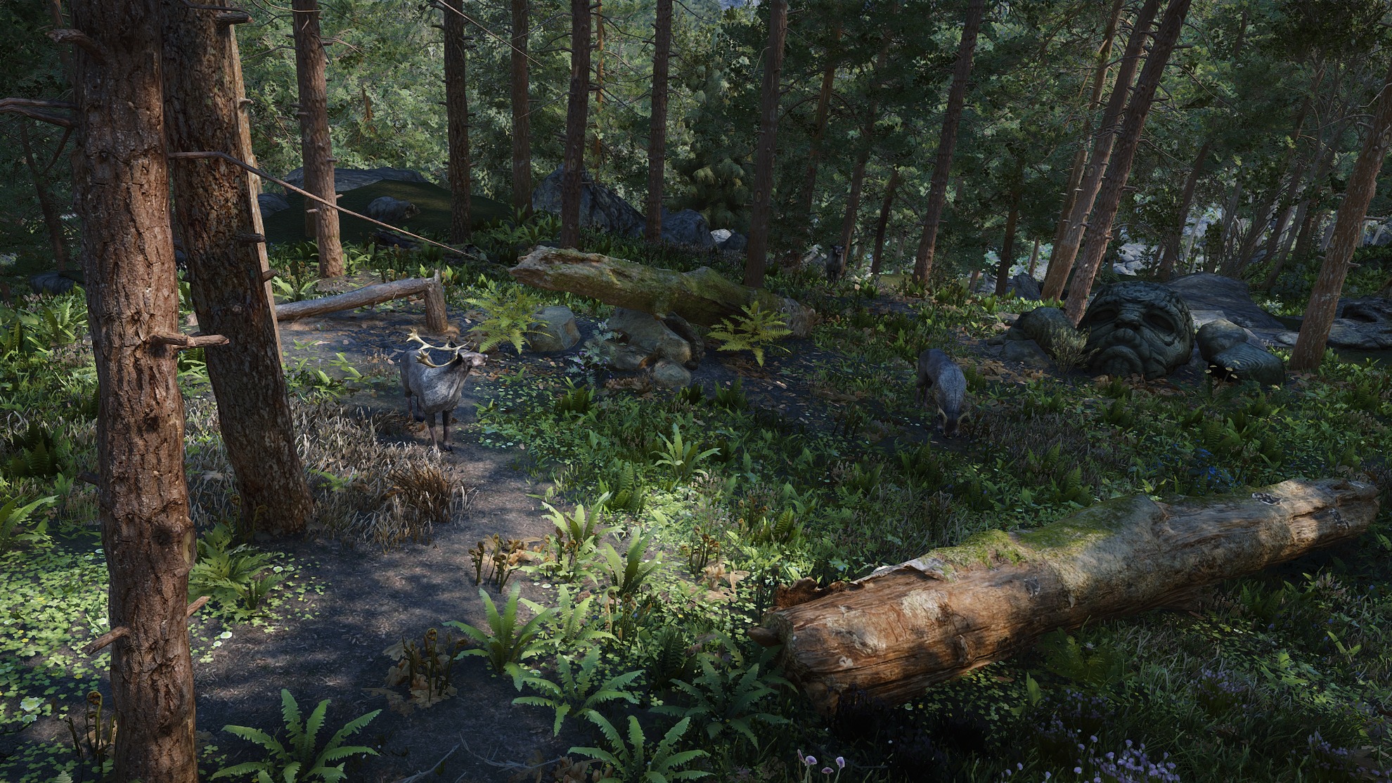 Мамонт красивый темный реалистичный в лесу. Nature of the Wild Lands 2.0. Unreal engine 5 r34. Forest Land cartegory.